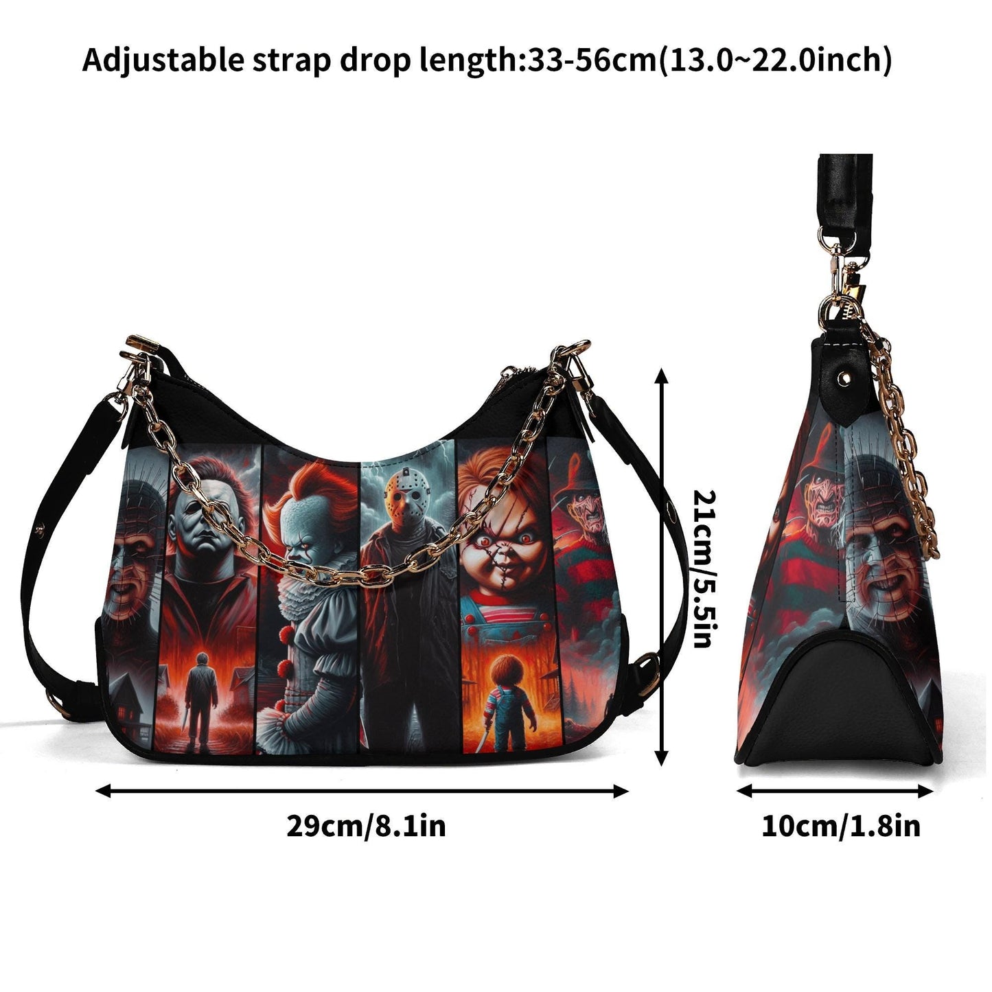 Boys of Fall Crossbody Bag: PU Leather Chain Handbag, Scary Movie GiftHalloween Crossbody