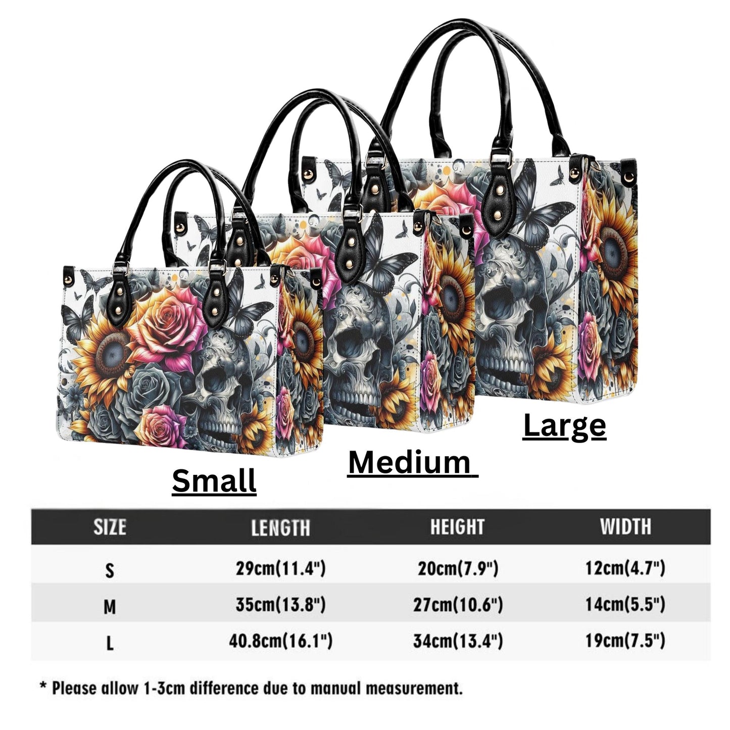 Gothic Skull Floral Tote Bag