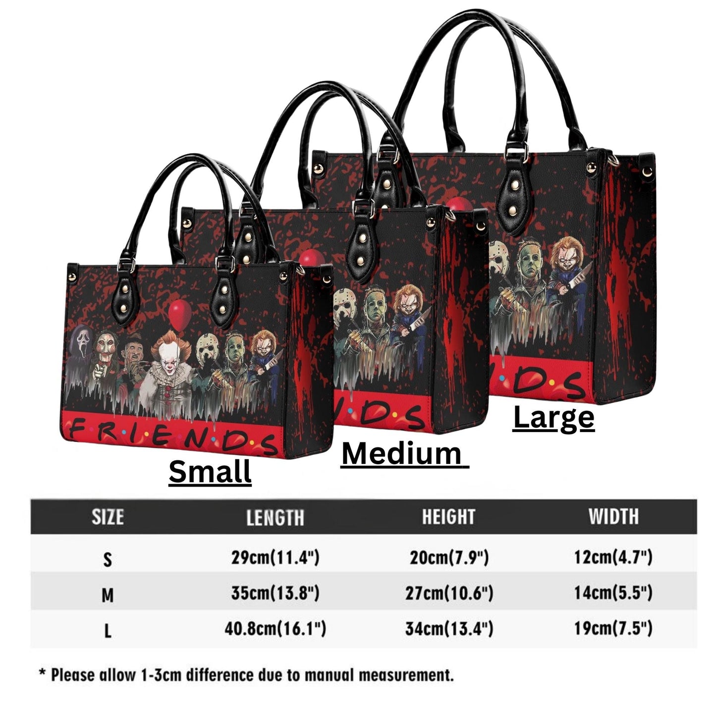 Psycho Friends - Horror Movie Tote Bag: Vegan Leather CrossbodyTop-Handle Bag Halloween Crossbody