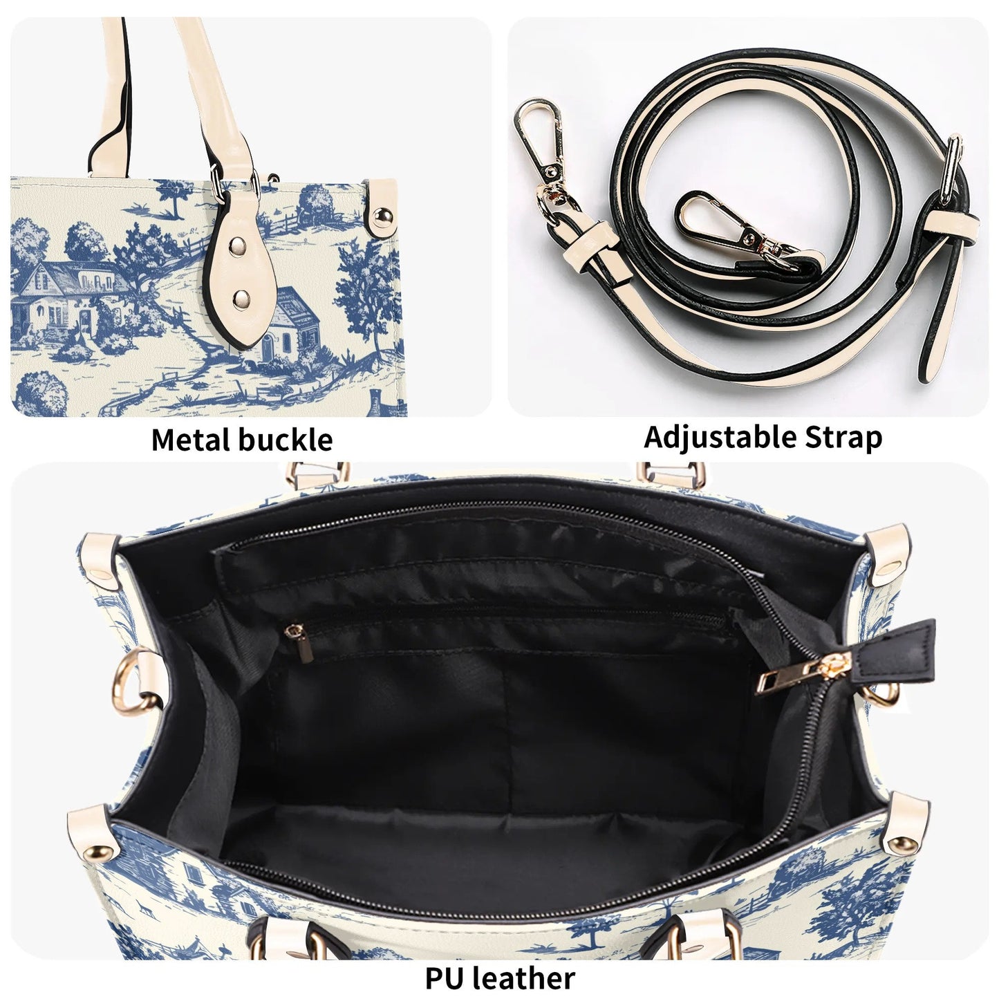 Toile-de-jouy Handbag: Vintage Romance Mood