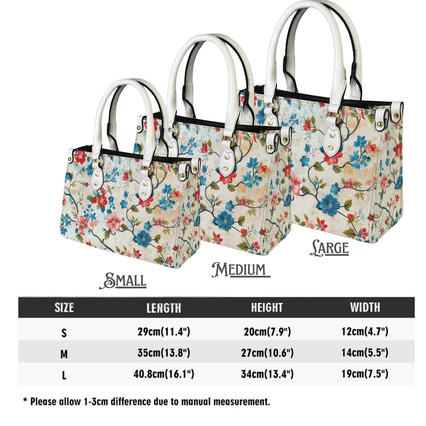 Blossom Bound-Floral Vegan Leather Tote Bag: Blossom Print Crossbody Handbag