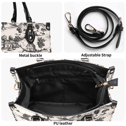 Noir Echo- Toile Tote Handbag: Vintage Romance