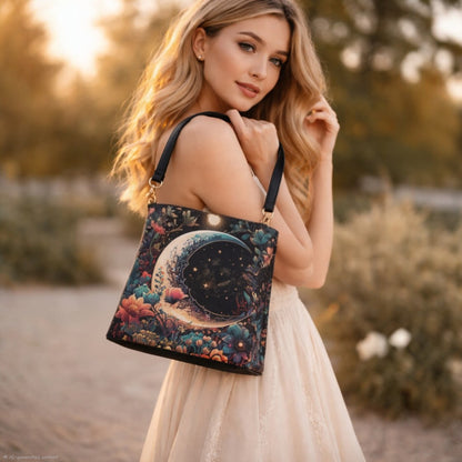Moon Garden:  Celestial Bucket Shoulder Bag