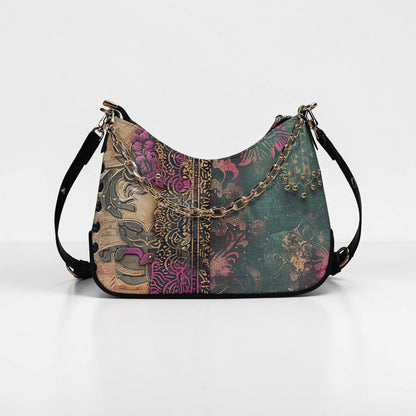 Split Envy Twill Faux Leather Chain Shoulder Bag