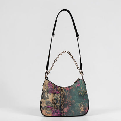 Split Envy Twill Faux Leather Chain Shoulder Bag