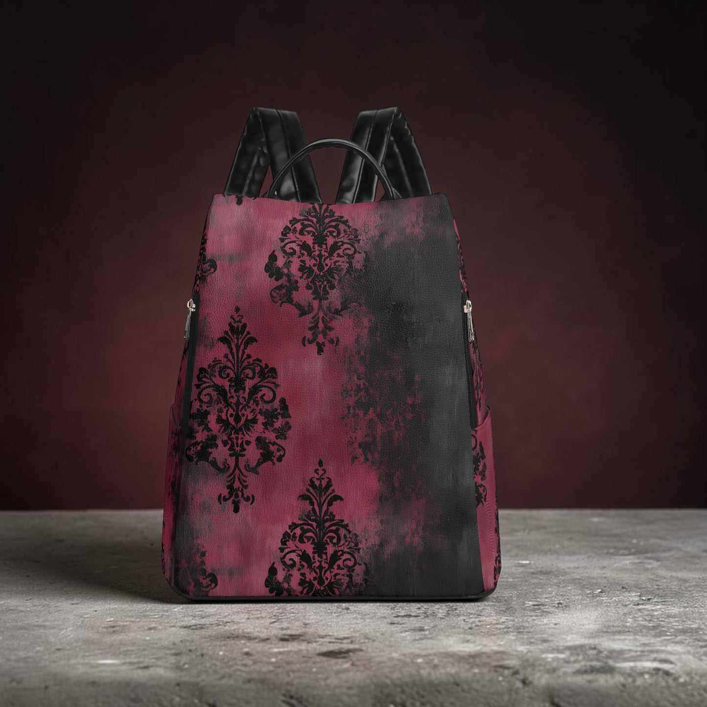 Crimson Damask Backpack – Dark Romance Mood