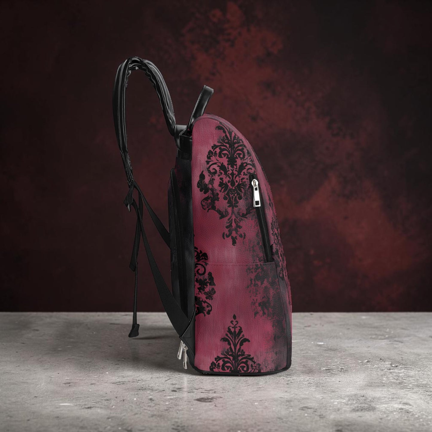 Crimson Damask Backpack – Dark Romance Mood