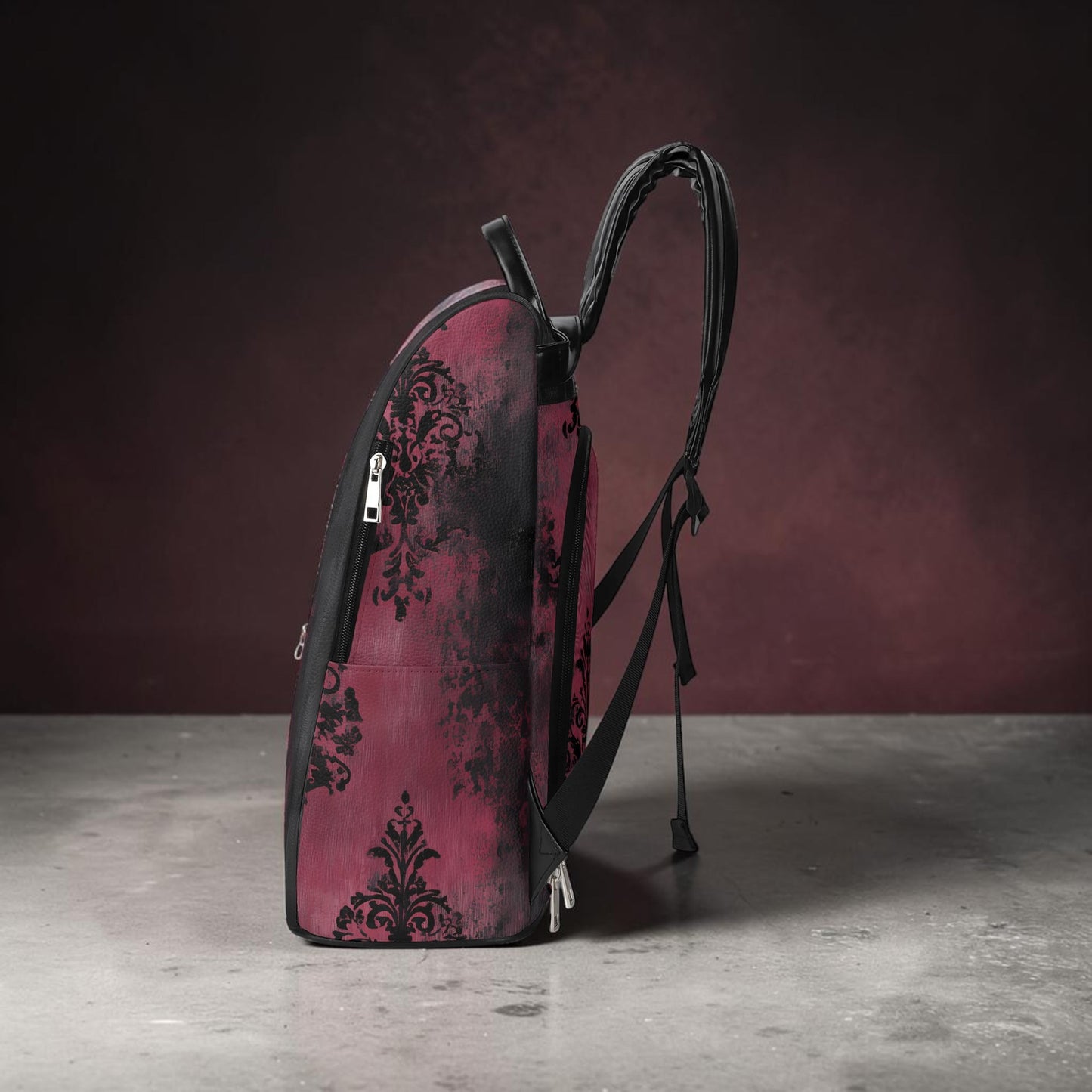 Crimson Damask Backpack – Dark Romance Mood