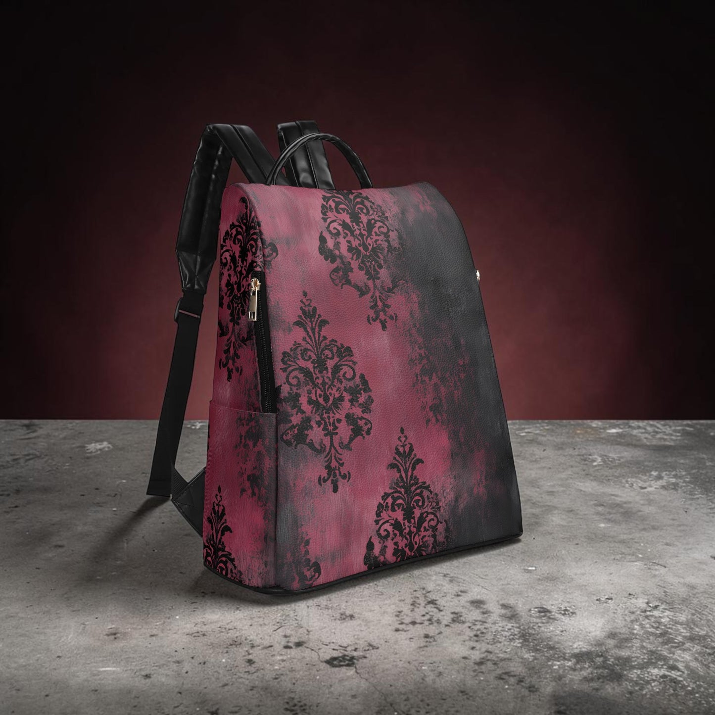 Crimson Damask Backpack – Dark Romance Mood