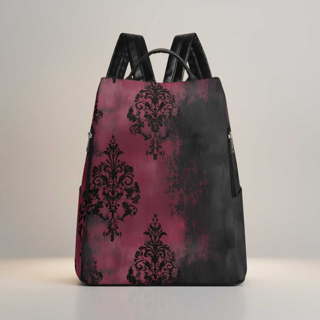 Crimson Damask Backpack – Dark Romance Mood