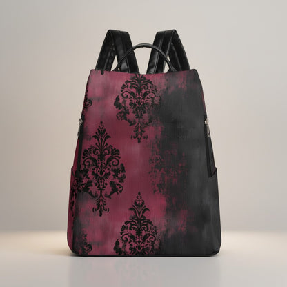 Crimson Damask Backpack – Dark Romance Mood
