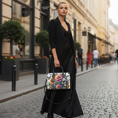 Gothic Skull Floral Tote Bag