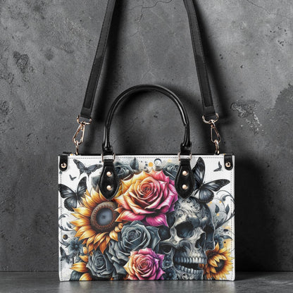 Gothic Skull Floral Tote Bag