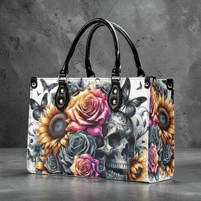 Gothic Skull Floral Tote Bag