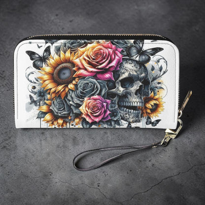 Gothic Skull Floral Tote Bag