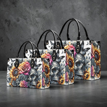 Gothic Skull Floral Tote Bag