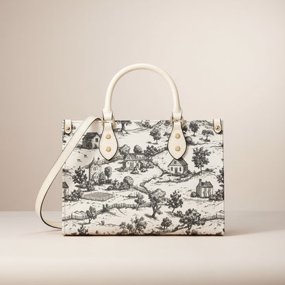 Noir Echo- Toile Tote Handbag: Vintage Romance