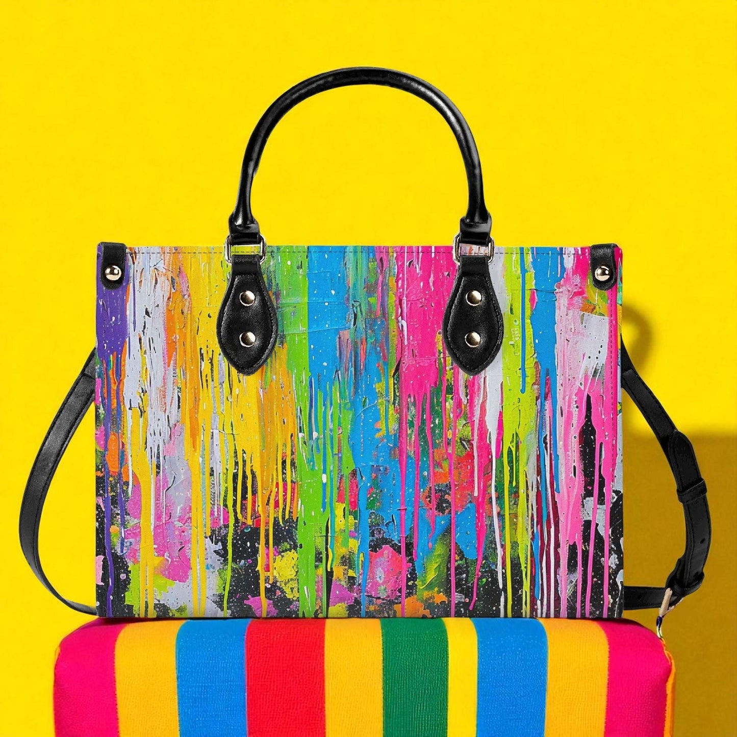 Canvas Riot Leather Tote Bag: Urban Shoulder Bag, ONE-OF-A-KIND