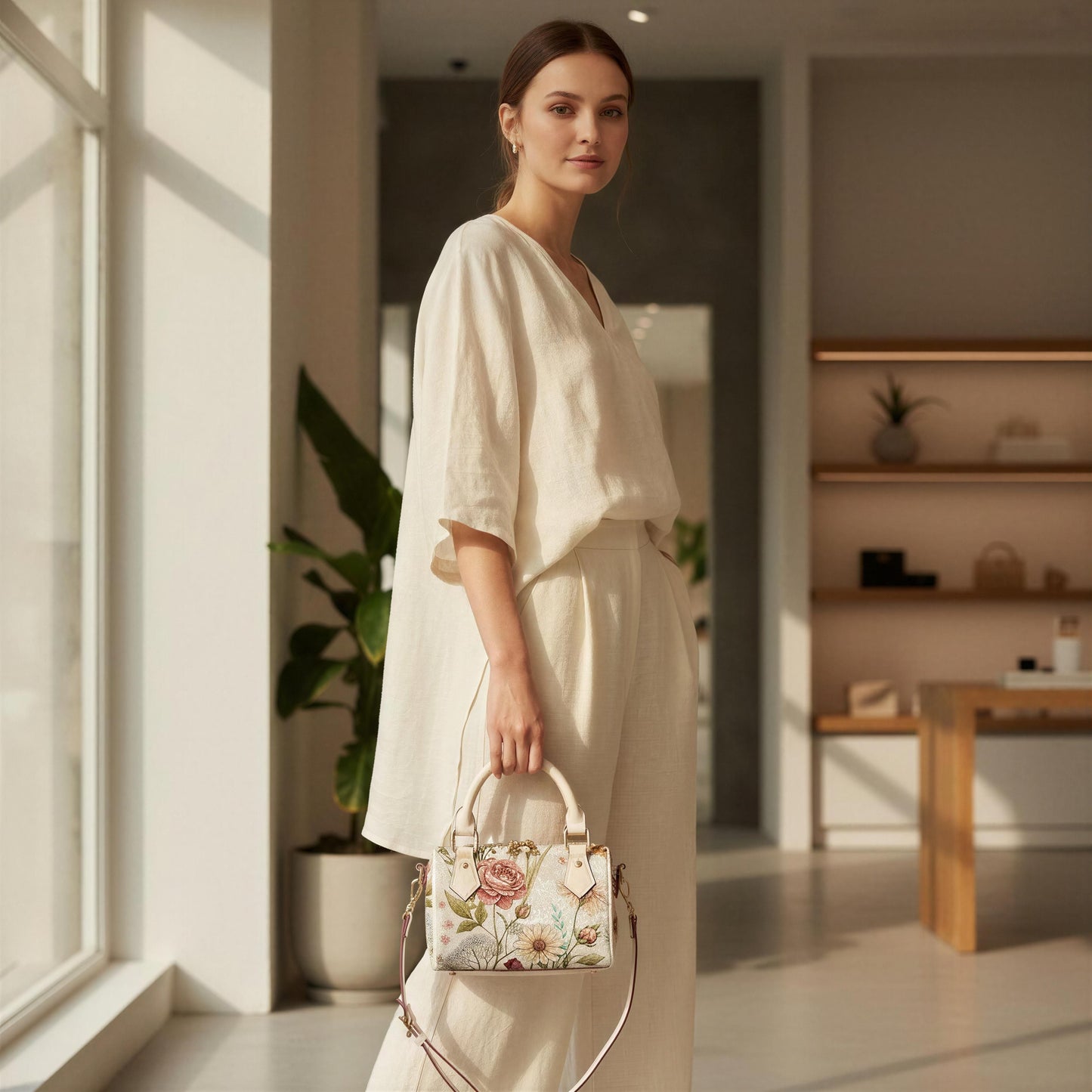 Rosewood Garden Mini Boston Handbag
