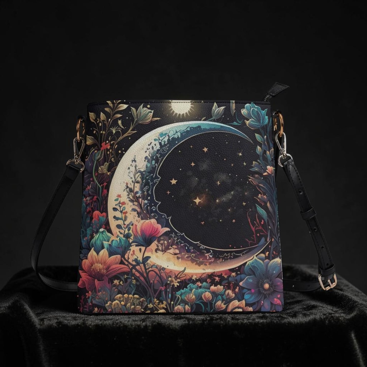 Moon Garden:  Celestial Bucket Shoulder Bag