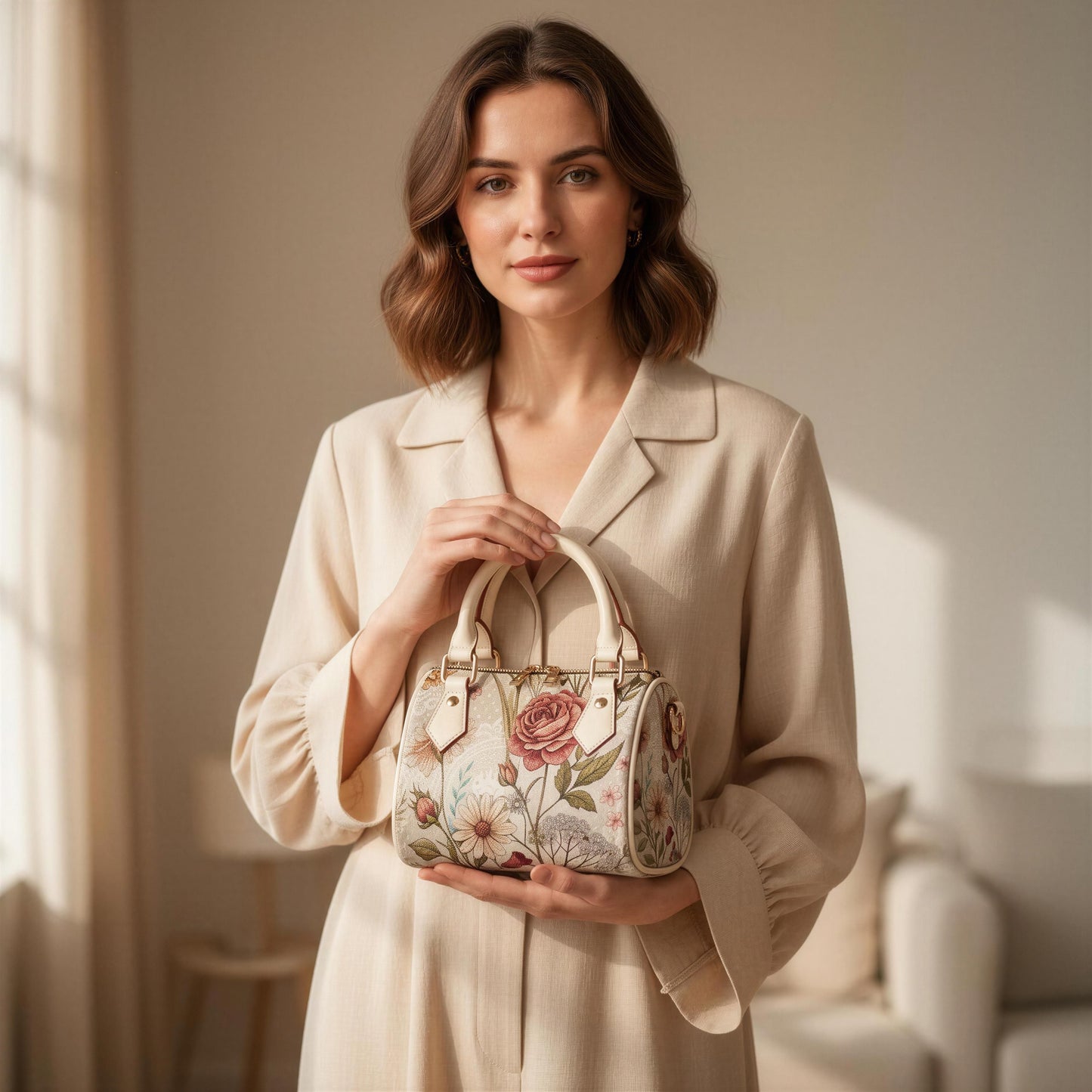Rosewood Garden Mini Boston Handbag