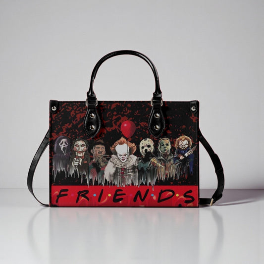 Psycho Friends - Horror Movie Tote Bag: Vegan Leather CrossbodyTop-Handle Bag Halloween Crossbody