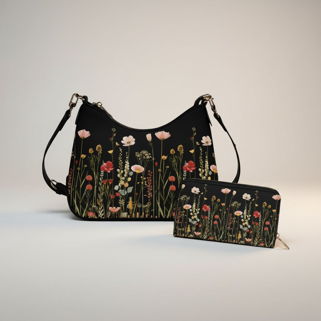 Midnight Bloom Handbag Set