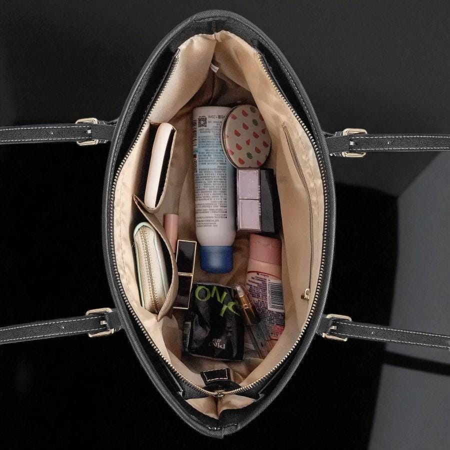 Noir Echo - Toile-de-jouy Vegan Leather Tote Bag: Custom Shoulder Bag