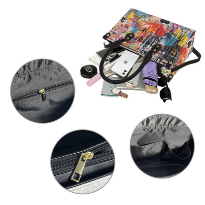 Street Canvas - Graffiti Art Vegan Leather Handbag: Trendy Top Handle Bag