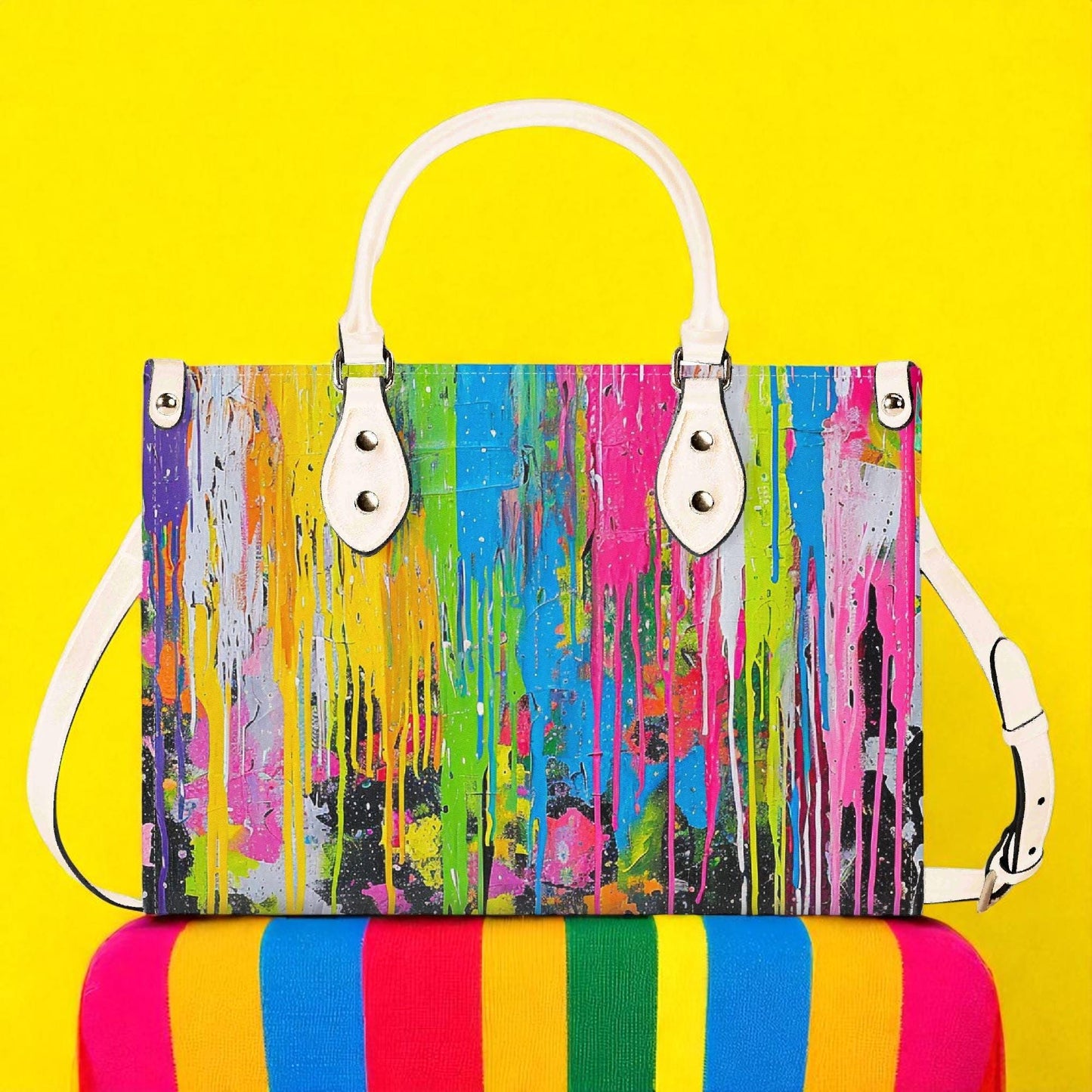 Canvas Riot Leather Tote Bag: Urban Shoulder Bag, ONE-OF-A-KIND