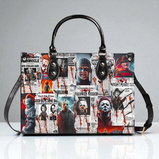 Horror Gazette Vegan Leather Handbag: Gothic Crossbody ToteTop-Handle Bag Halloween Crossbody
