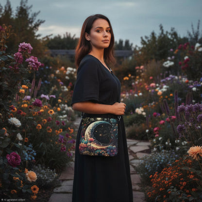 Moon Garden:  Celestial Bucket Shoulder Bag