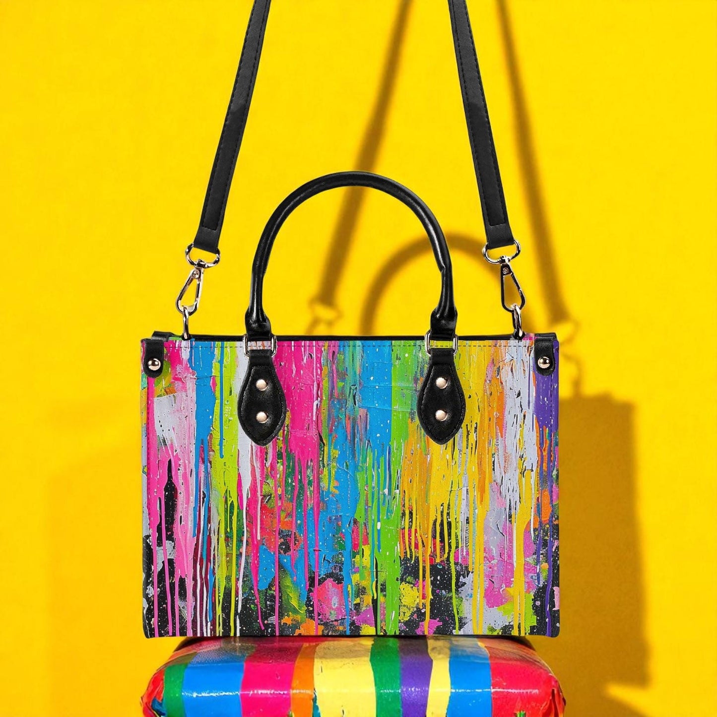 Canvas Riot Leather Tote Bag: Urban Shoulder Bag, ONE-OF-A-KIND