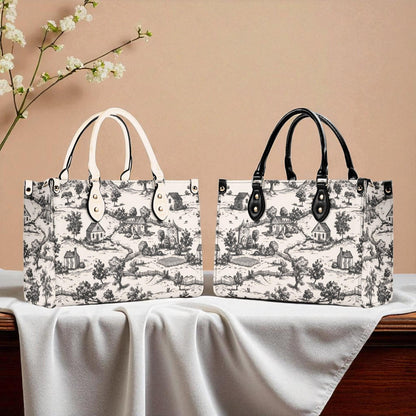 Noir Echo- Toile Tote Handbag: Vintage Romance