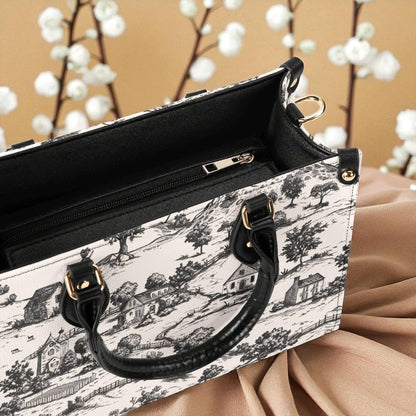 Noir Echo- Toile Tote Handbag: Vintage Romance
