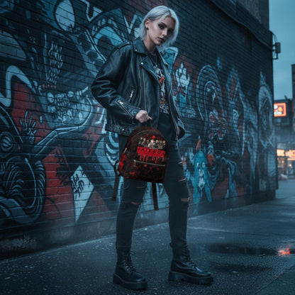 Psycho Friends Faux Leather Backpack Purse: Small Women's Backpack