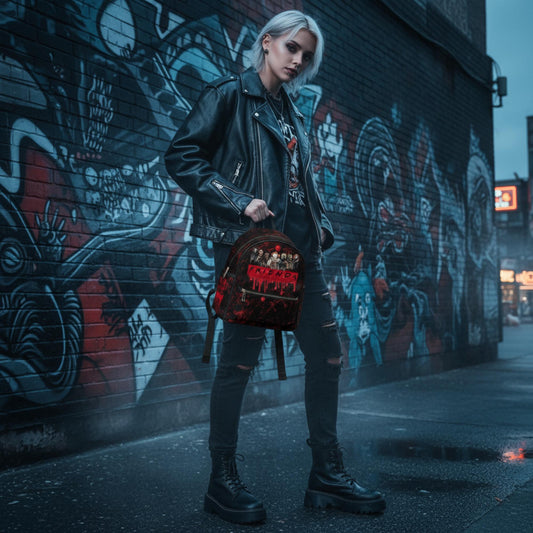 Psycho Friends Faux Leather Backpack Purse: Small Women's Backpack