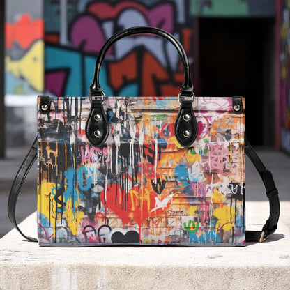 Street Canvas - Graffiti Art Vegan Leather Handbag: Trendy Top Handle Bag