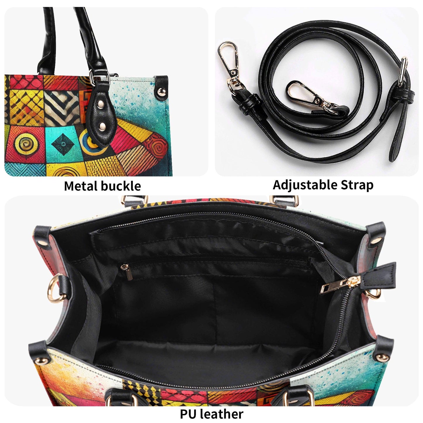 AfroNova Leather Tote Bag: Afro-Centric Urban Shoulder BagTop-Handle Bag