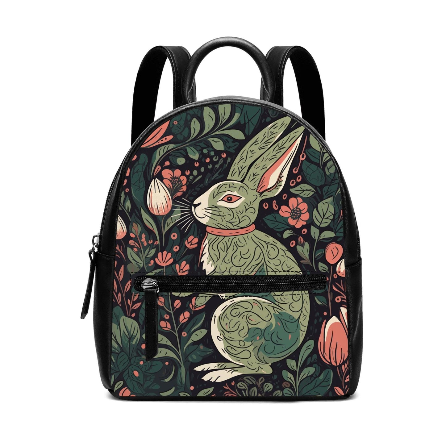 Whimsical Rabbit Mini Backpack: Vegan Leather Purse