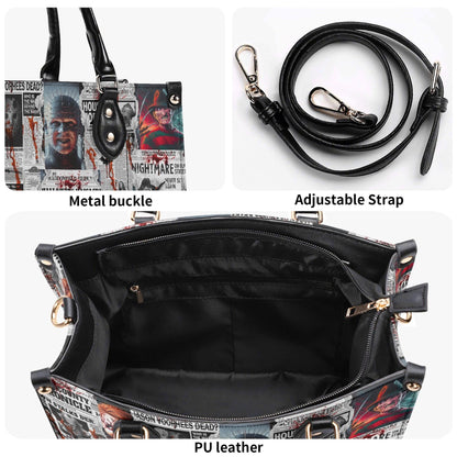 Horror Gazette Vegan Leather Handbag: Gothic Crossbody ToteTop-Handle Bag Halloween Crossbody