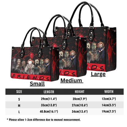Psycho Friends - Horror Movie Tote Bag: Vegan Leather CrossbodyTop-Handle Bag Halloween Crossbody