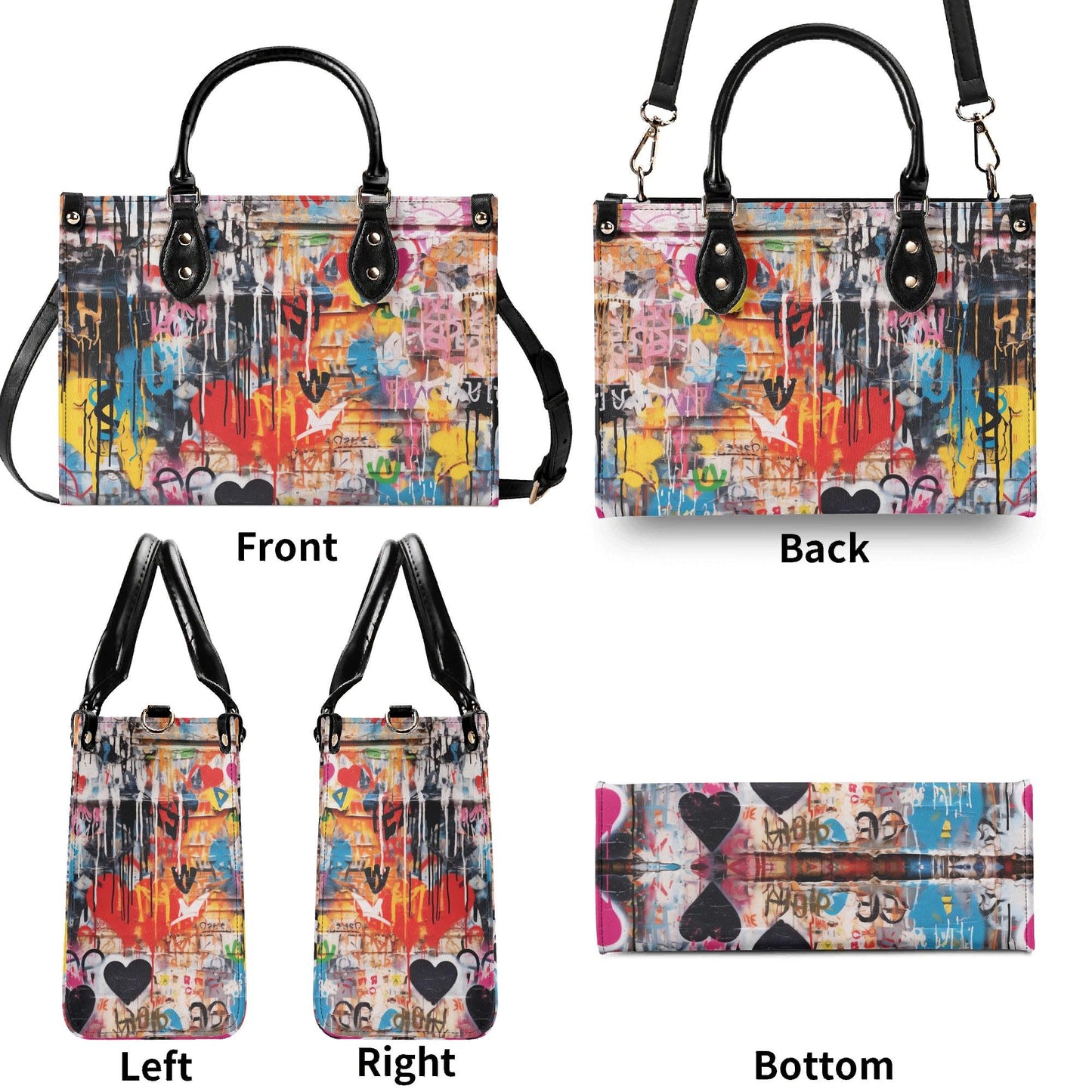 Street Canvas - Graffiti Art Vegan Leather Handbag: Trendy Top Handle Bag