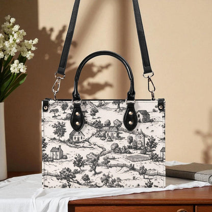 Noir Echo- Toile Tote Handbag: Vintage Romance