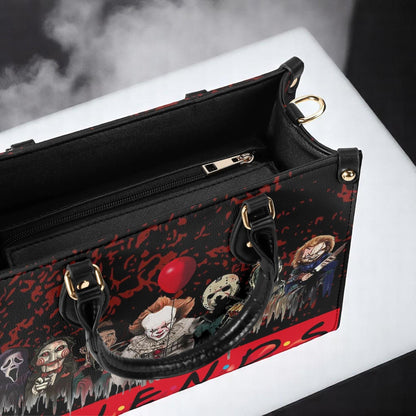 Psycho Friends - Horror Movie Tote Bag: Vegan Leather CrossbodyTop-Handle Bag Halloween Crossbody