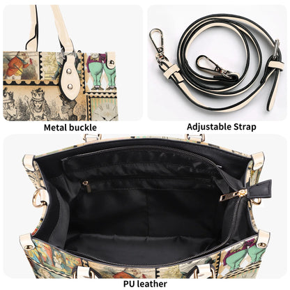 Alice in Wonderland Stamp Handbag: Vintage Style PU Leather Purse