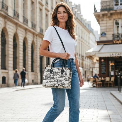 Noir Echo- Toile Tote Handbag: Vintage Romance