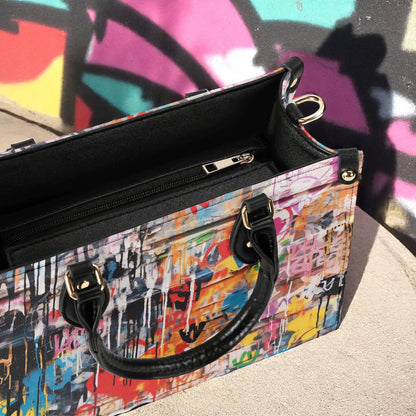 Street Canvas - Graffiti Art Vegan Leather Handbag: Trendy Top Handle Bag