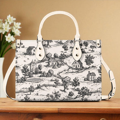 Noir Echo- Toile Tote Handbag: Vintage Romance