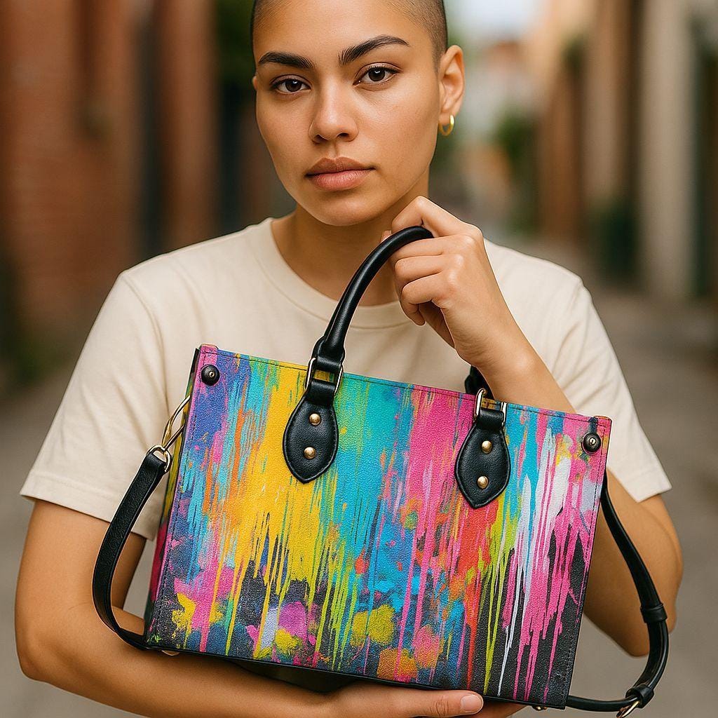 Canvas Riot Leather Tote Bag: Urban Shoulder Bag, ONE-OF-A-KIND